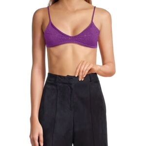 *NWT* KHAITE Carla Knit Bralette in Grape Crochet-style tie back top